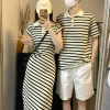 Đồ đôi mùa hè HAPPYLOVE G185 áo thun nam ngắn tay, váy nữ kẻ sọc - Giá ưu đãi 360.000₫ 4