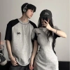 Đồ đôi set couple áo nam đầm nữ tay ngắn chữ A màu ghi xám phối đen HAPPYLOVE G171 Giá ưu đãi 305.000 VND 2
