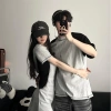 Đồ đôi set couple áo nam đầm nữ tay ngắn chữ A màu ghi xám phối đen HAPPYLOVE G171 Giá ưu đãi 305.000 VND 4