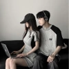 Đồ đôi set couple áo nam đầm nữ tay ngắn chữ A màu ghi xám phối đen HAPPYLOVE G171 Giá ưu đãi 305.000 VND 5