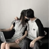 Đồ đôi set couple áo nam đầm nữ tay ngắn chữ A màu ghi xám phối đen HAPPYLOVE G171 Giá ưu đãi 305.000 VND 6