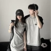Đồ đôi set couple áo nam đầm nữ tay ngắn chữ A màu ghi xám phối đen HAPPYLOVE G171 Giá ưu đãi 305.000 VND 8