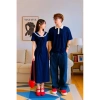 Đồ đôi thun nam polo nữ xanh navi maxi form dài logo cỏ 4 lá may mắn - FOREVER COUPLE 169k 2