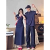 Đồ đôi thun nam polo nữ xanh navi maxi form dài logo cỏ 4 lá may mắn - FOREVER COUPLE 169k 5