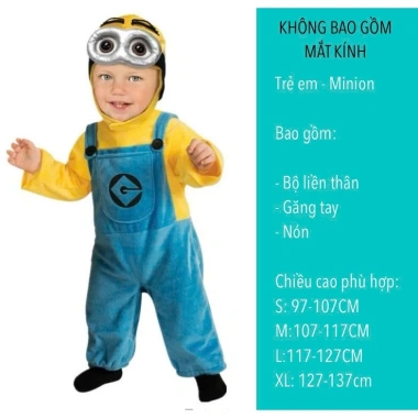 Đồ Hóa Trang Minion Halloween Không Kèm Kính - Trang Phục Cosplay Cho Bé và Người Lớn Giá 65.000₫