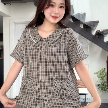 Đồ mặc nhà nữ pijama SUNA K35 dài, áo cổ viền bèo, vải mềm mịn - 242.190₫ 5