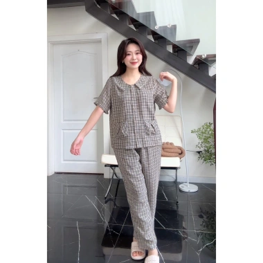 Đồ mặc nhà nữ pijama SUNA K35 dài, áo cổ viền bèo, vải mềm mịn - 242.190₫ 6