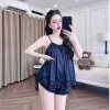 Đồ ngủ 2 dây sexy lai bèo họa tiết vằn, áo yếm vải mềm mịn thoáng mát - 164k