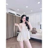 Đồ ngủ 2 dây sexy lai bèo họa tiết vằn, áo yếm vải mềm mịn thoáng mát - 164k 3