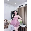 Đồ ngủ 2 dây sexy lai bèo họa tiết vằn, áo yếm vải mềm mịn thoáng mát - 164k 6
