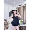 Đồ ngủ 2 dây sexy lai bèo họa tiết vằn, áo yếm vải mềm mịn thoáng mát - 164k 7