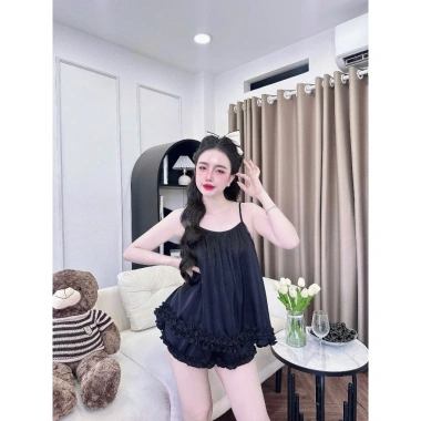 Đồ ngủ 2 dây sexy lai bèo họa tiết vằn, áo yếm vải mềm mịn thoáng mát - 164k 7 Đồ ngủ 2 dây sexy lai bèo họa tiết vằn, áo yếm vải mềm mịn thoáng mát - 164k 7