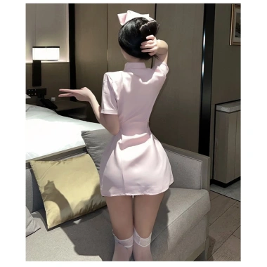 Đồ ngủ gợi cảm cosplay y tá trắng hồng, nút sơ mi, nón cao cấp, váy bác sĩ đai lưng sexy – BIKI HOUSE N353, giá ưu đãi 135k (giảm từ 175.5k) 5