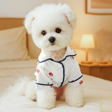 Đồ ngủ kiểu Pháp cho mèo chó nhỏ 2 chân, cotton mỏng nhẹ, nút bấm giảm lông