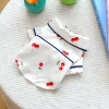 Đồ ngủ kiểu Pháp cho mèo chó nhỏ 2 chân, cotton mỏng nhẹ, nút bấm giảm lông 6