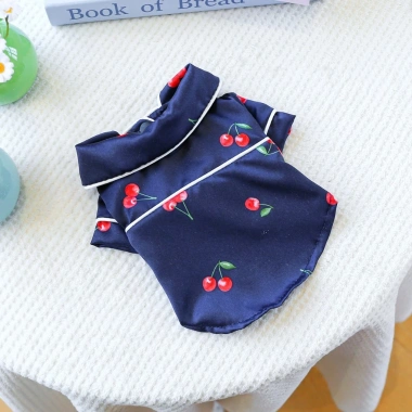 Đồ ngủ kiểu Pháp cho mèo chó nhỏ 2 chân, cotton mỏng nhẹ, nút bấm giảm lông
