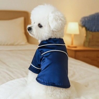 Đồ ngủ kiểu Pháp cho mèo chó nhỏ 2 chân, cotton mỏng nhẹ, nút bấm giảm lông