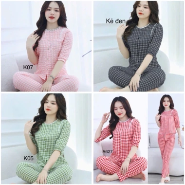 Đồ ngủ mặc nhà tay dài quần dài chất lụa, dễ thương xinh xắn, giá chỉ 175k