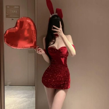 Đồ ngủ nữ cosplay thỏ DN108 váy đỏ lấp lánh sequin quyến rũ giảm giá Giáng sinh