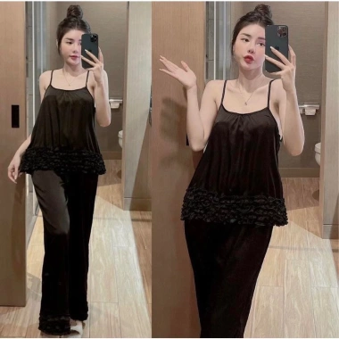 Đồ ngủ nữ dáng tiểu thư chất lụa lantin - Thiết kế sang trọng, giá ưu đãi 159.000₫