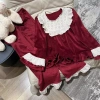 Đồ Ngủ Nữ Đỏ Đô Phối Ren Cổ Bèo Tay Dài - Bộ Pijama Dáng Rộng Tiểu Thư HCOM26.901 Giá Ưu Đãi 359k 9