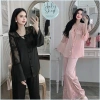Đồ Ngủ Nữ JULY Đồ Bộ Áo Cổ V Tay Loe Ren Mềm Quần Xẻ Nơ Lụa Freesize 214.000₫