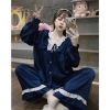 Đồ Ngủ Nữ JULY Đồ Bộ Tiểu Thư Cổ V Ren Thô Cột Nơ Baby Doll Tay Phồng Lụa Latin Mịn Mượt Freesize đến 58kg 3