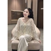 Đồ Ngủ Nữ JULY Set 3 Món Áo Ren Cúc Ngọc và Quần Dài Lụa Latin Freesize - Giá 236k giảm tới 70k 6