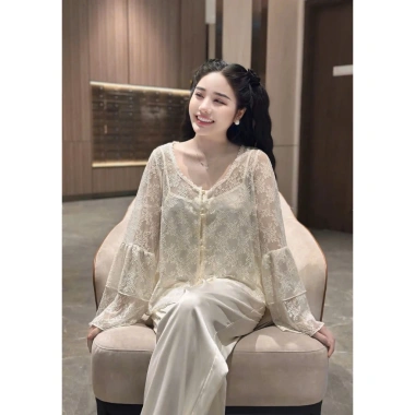 Đồ Ngủ Nữ JULY Set 3 Món Áo Ren Cúc Ngọc và Quần Dài Lụa Latin Freesize - Giá 236k giảm tới 70k 6 Đồ Ngủ Nữ JULY Set 3 Món Áo Ren Cúc Ngọc và Quần Dài Lụa Latin Freesize - Giá 236k giảm tới 70k 6