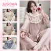 Đồ ngủ nữ JUSOKA – Pijama đũi vân mây viền ren, siêu mềm mịn, cao cấp, thoải mái 195k