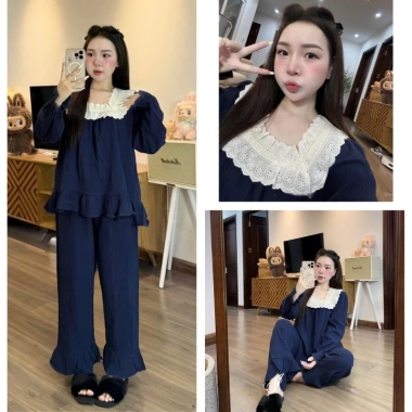 Đồ ngủ nữ Lily dài tay cổ vuông ren, mix quần suông vintage, pijama giá 158.400₫ 8 Đồ ngủ nữ Lily dài tay cổ vuông ren, mix quần suông vintage, pijama giá 158.400₫ 8