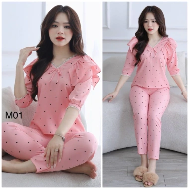 Đồ ngủ nữ mặc nhà tay lỡ quần dài lụa xinh xắn, giảm giá 229k