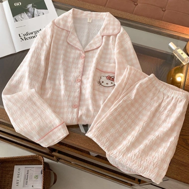 Đồ ngủ nữ mềm mại dài tay Hello Kitty công chúa Thục nữ kiểu Nhật, thoải mái, giá ưu đãi 158.888 VNĐ
