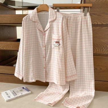Đồ ngủ nữ mềm mại dài tay Hello Kitty công chúa Thục nữ kiểu Nhật, thoải mái, giá ưu đãi 158.888 VNĐ