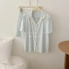 Đồ ngủ nữ mùa hè tay ngắn cổ bẻ, quần short lụa lạnh cao cấp Hàn Quốc 319k 9