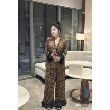 Đồ Ngủ Nữ OSEXY 65kg Đồ Bộ Tiểu Thư Dập Ly Beo - Chất Lụa Latin Mềm Mịn, Đáng Yêu, Giá 239.000 VND