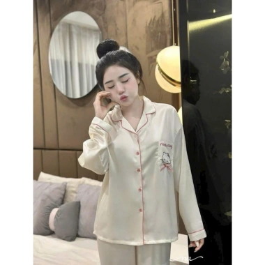 Đồ Ngủ Nữ OSEXY Pijama Họa Tiết Mèo Kitty Túi Đính Nơ Chất Lụa Freesize 58kg Giá 219.000₫ 3