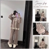 Đồ ngủ nữ pijama thu đông len thỏ dài tay cổ bèo viền ren cúc dọc - Juvigo HCOM3.426 299k