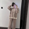 Đồ ngủ nữ pijama thu đông len thỏ dài tay cổ bèo viền ren cúc dọc - Juvigo HCOM3.426 299k 4