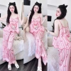 Đồ ngủ nữ sexy set lụa cao cấp Latin áo 2 dây + quần dài freesize 3