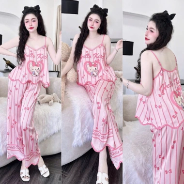 Đồ ngủ nữ sexy set lụa cao cấp Latin áo 2 dây + quần dài freesize 3 Đồ ngủ nữ sexy set lụa cao cấp Latin áo 2 dây + quần dài freesize 3