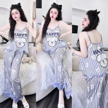 Đồ ngủ nữ sexy set lụa cao cấp Latin áo 2 dây + quần dài freesize 7 Đồ ngủ nữ sexy set lụa cao cấp Latin áo 2 dây + quần dài freesize 7