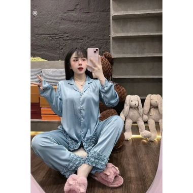 Đồ ngủ nữ TAMU Pijama dài tay lụa mịn mượt, béo tầng, freesize dưới 58kg – Giá ưu đãi 7