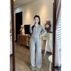 Đồ ngủ nữ thu đông dài tay, pijama thun nỉ mềm mịn, quần ống rộng, giá chỉ 124k 4