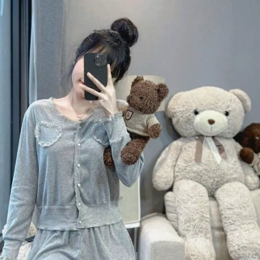 Đồ ngủ pijama cotton cổ tim áo túi ngực ren, croptop tiểu thư HCOM3.687 Xaiomimi – Giá 229k