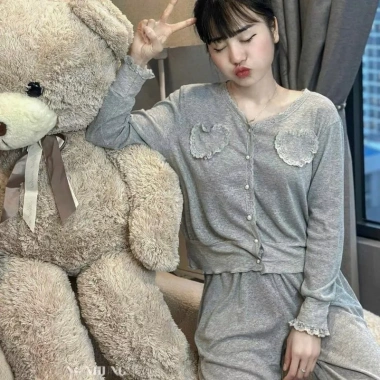 Đồ ngủ pijama cotton cổ tim áo túi ngực ren, croptop tiểu thư HCOM3.687 Xaiomimi – Giá 229k