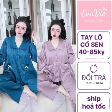 Đồ ngủ pijama EVAVIE tay lỡ chất lụa Latin mềm mại, giảm 22% chỉ 189.000₫