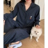 Đồ ngủ pyjama Mickey nam nữ mùa xuân thu – Hai chiếc rộng rãi kẻ sọc dài tay, giảm giá 159.000₫