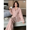 Đồ ngủ pyjama Mickey nam nữ mùa xuân thu – Hai chiếc rộng rãi kẻ sọc dài tay, giảm giá 159.000₫ 4