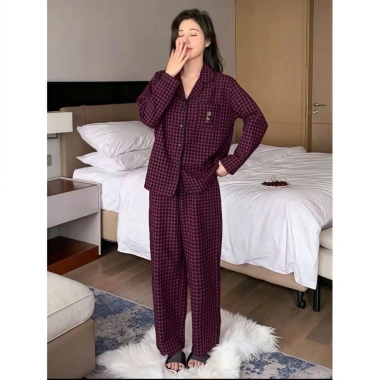 Đồ ngủ pyjama Mickey nam nữ mùa xuân thu – Hai chiếc rộng rãi kẻ sọc dài tay, giảm giá 159.000₫